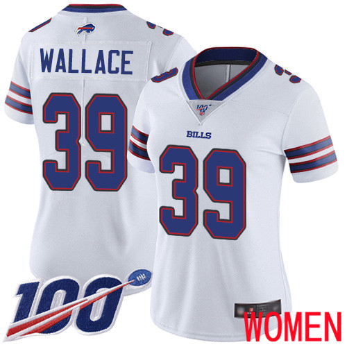 Women Buffalo Bills #39 Levi Wallace White Vapor Untouchable Limited Player 100th Season NFL Jersey->women nfl jersey->Women Jersey